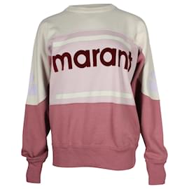 Isabel Marant-Isabel Marant Etoile Gallian Colorblock Logo Pullover Sweatshirt en Coton Rose-Rose