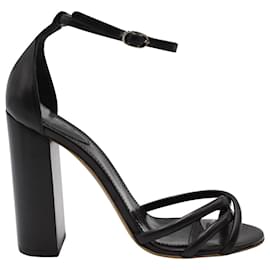 Chloé-Sandales Chloe High Block Heel en cuir noir-Noir