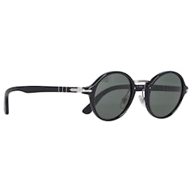 Persol-Person 3129s Runde Sonnenbrille aus schwarzem Acetat-Schwarz
