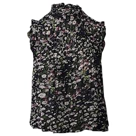 Ganni-Ganni Pleated Sleeveless Blouse in Floral Print Viscose-Other,Python print