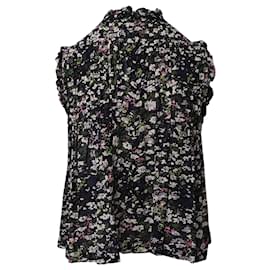 Ganni-Ganni Pleated Sleeveless Blouse in Floral Print Viscose-Other