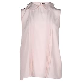 Miu Miu-Miu Miu Bubikragen ärmellose Bluse aus pastellrosa Seide-Pink,Andere