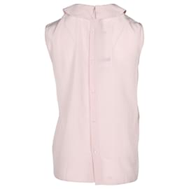 Miu Miu-Miu Miu Bubikragen ärmellose Bluse aus pastellrosa Seide-Pink,Andere