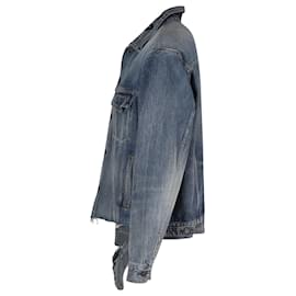 Balenciaga-Balenciaga Raw Cut Hem Denim Jacket in Blue Cotton-Blue,Light blue
