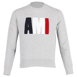 Autre Marque-Ami Paris Logo Sweatshirt in Grey Cotton -Grey