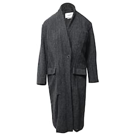 Isabel Marant-Isabel Marant Etoile 'Henlo' Long Coat in Black Print Wool-Other