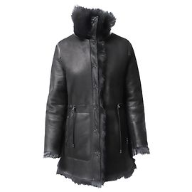 Yves Salomon Reversible Shearing Parka in Lambskin Leather Black