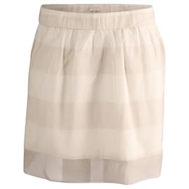 Brunello Cucinelli-Brunello Cucinelli Striped Mini Skirt in Cream Cotton -White,Cream