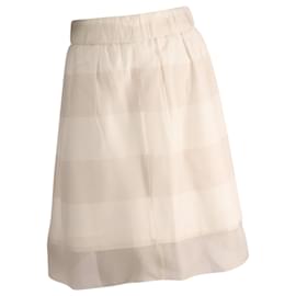Brunello Cucinelli-Brunello Cucinelli Striped Mini Skirt in Cream Cotton -White,Cream