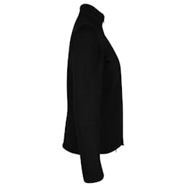 Max Mara-'S Max Mara Zipped Mock Neck Sweater in Black Lana Vergine-Black