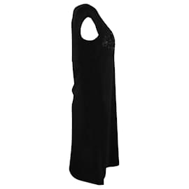 Diane Von Furstenberg-Diane Von Furstenberg Embroidered Mini Dress in Black Wool-Black