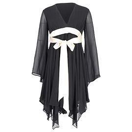 Michael Kors Kleid mit Gürtel und asymmetrischem Saum in schwarzer Viskose Schwarz