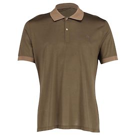 Camiseta Polo Alexander McQueen em Verde Cáqui e Algodão Marrom Multicor