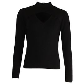 Michael Kors Cutout Long Sleeve Top aus schwarzer Wolle Schwarz