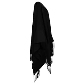Saint Laurent-Poncho con borlas de Saint Laurent en cachemir negro-Negro