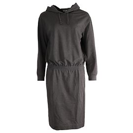 Brunello Cucinelli Vestido Midi con Capucha en Cupro Gris con Capucha Gris