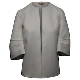 Michael Kors-Michael Kors Collection Asymmetrical Angel Sleeves Jacket in White Wool-White
