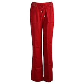 Dolce & Gabbana-Dolce & Gabbana Drawstring Straight Trousers in Red Viscose-Red
