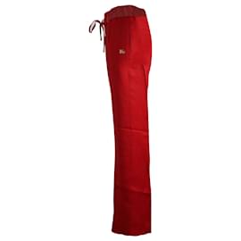 Dolce & Gabbana-Dolce & Gabbana Drawstring Straight Trousers in Red Viscose -Red