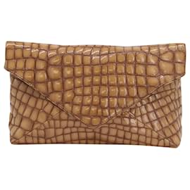 Dries Van Noten-Dries Van Noten Crocodile Stamped Clutch Bag in Nude Leather-Flesh