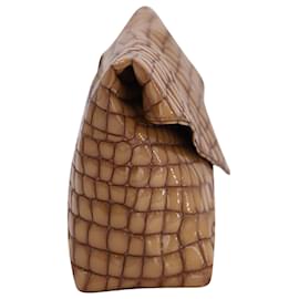 Dries Van Noten-Dries Van Noten Crocodile Stamped Clutch Bag in Nude Leather-Flesh
