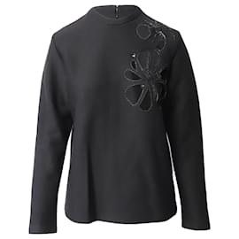 Marni Cut-Out Langarmpullover aus schwarzer Wolle Schwarz