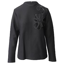 Marni-Marni Cut-Out Long Sleeve Sweater in Black Wool -Black