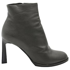 Jil Sander-Jil Sander Ankle Boots in Dark Grey Leather-Grey