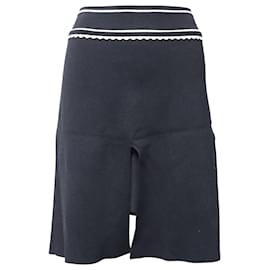 Sandro-Sandro Paris Ribbed Knee Length Skirt in Black Polyester -Black