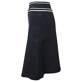 Sandro-Sandro Paris Ribbed Knee Length Skirt in Black Polyester -Black