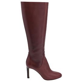 Jimmy Choo Tempe 85 Botas Altas en Piel Rojo Burdeos Burdeos