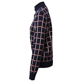 Louis Vuitton-Louis Vuitton Jacquard Windowpane Check Cardigan in Navy Blue Wool-Multiple colors