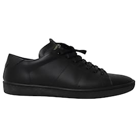 Saint Laurent-Saint Laurent Court Sneakers in Triple Black Leather-Black