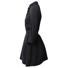 Ba&Sh-Ba&Sh Taran Shirt Dress in Black Wool Blend-Black