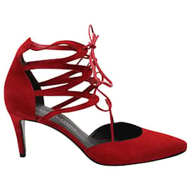 Stuart Weitzman-Zapatos de salón con tiras en ante rojo de Stuart Weitzman-Roja