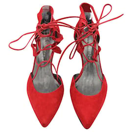 Stuart Weitzman-Stuart Weitzman Riemchenpumps aus rotem Wildleder-Rot