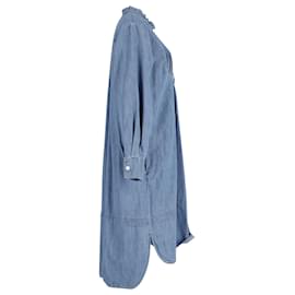 Chloé-See by Chloe Plissee-Trägerkleid aus blauem Baumwolldenim-Blau