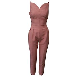 Autre Marque Emilia Wickstead Sweetheart Low Back Jumpsuit in Pink Crepe Polyester Pink