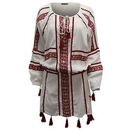 Autre Marque Dodo Bar oder besticktes Cover-Up-Sonnenkleid aus weißer Baumwolle Weiß