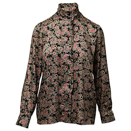 Sandro-Sandro Paris Floral Print Mock Neck Blouse in Multicolor Polyester-Other,Python print