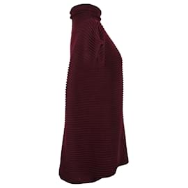 Victoria Beckham-Suéter de lana granate sin mangas con cuello alto de Victoria Beckham-Castaño,Roja