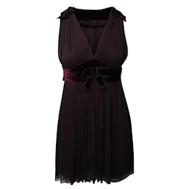 Dolce & Gabbana-Dolce & Gabbana Mini-robe sans manches à nœud en polyester mauve-Violet
