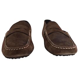 Tod's-Tod's Gommino Loafers in Brown Suede -Brown