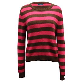 Maglia Max Mara a Righe in Lana Rosa e Marrone Rosa