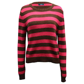 Max Mara-Max Mara Striped Sweater in Pink and Brown Wool-Pink