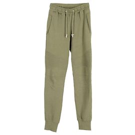 Balmain Gerippte Biker-Jogginghose aus khakigrüner Baumwolle Grün Khaki