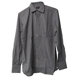 Camisa Tom Ford Houndstooth em algodão preto Preto