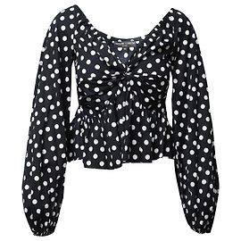 Autre Marque Blusa de bolinhas com decote em V Caroline Constas em algodão preto e branco Preto