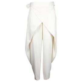 Issey Miyake-Issey Miyake Wrap Pants in Cream Wool-White,Cream