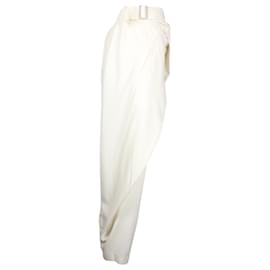 Issey Miyake-Issey Miyake Wrap Pants in Cream Wool-White,Cream